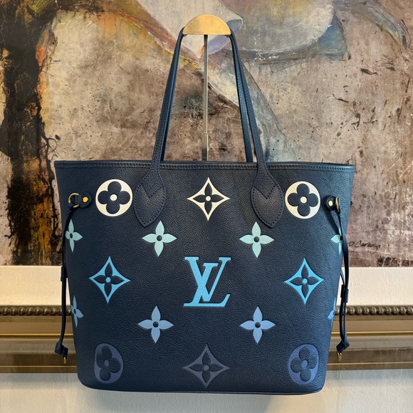 Louis Vuitton Neverfull MM Giant Monogram Empriente Leather Handbag Degrade Bleu - Picture 8 of 16